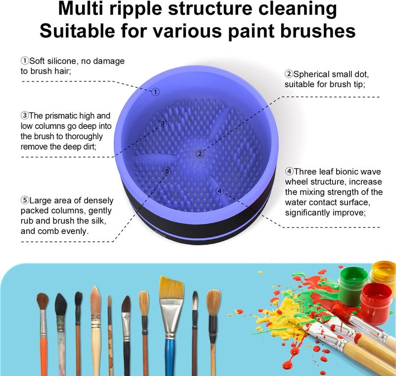 YAGHVEO ® Electric Paint Brush Cleaner Rinse Cup, Paint Brush Cleaner, Brush Rinser for Painting, Artist Brush Cleaning Washer Rinser for Acrylic, Watercolor, Oil, Gouache Painting - Image 5